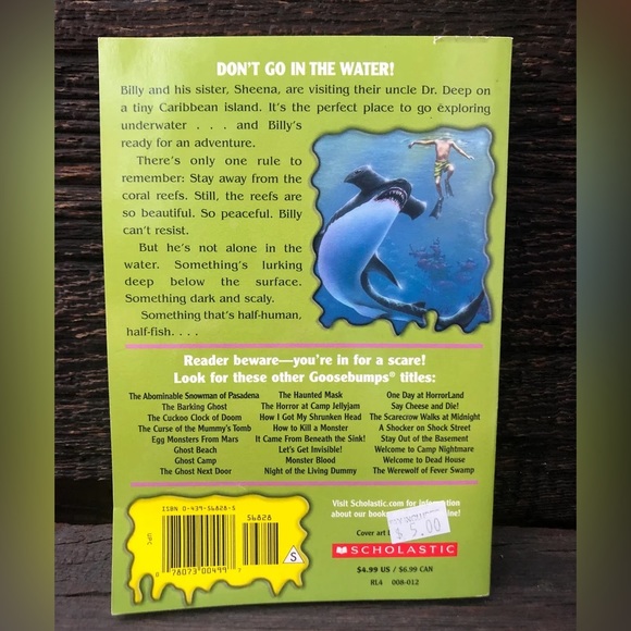 Goosebumps Book R.L. Stine kids youth Chapter book “Deep Trouble” 90’s💙 - Picture 2 of 11